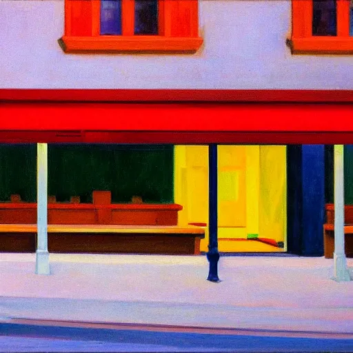 Image similar to a smile in the style of edward hopper