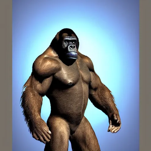 Image similar to harambe as a mortal kombat dlc, 3 d model, fighting video game, fatality, screenshot