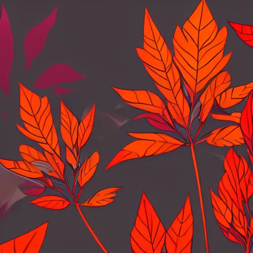 Image similar to fireleaf is an illegal drug in all kingdoms. it comes from the fireleaf plant and looks like red leaves. 8 k fantasy art illustration