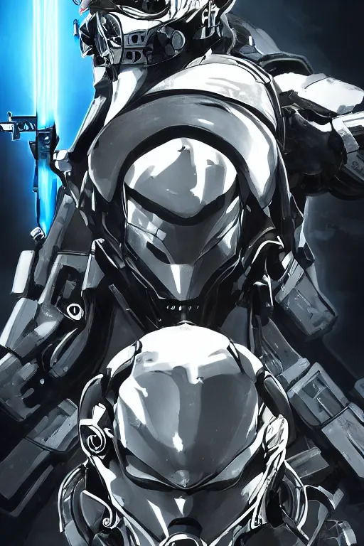 Image similar to cyber cyborg ninja mask helmet metal gear solid artic suit swat commando, global illumination ray tracing hdr fanart arstation by sung choi and eric pfeiffer and gabriel garza and casper konefal, a spectacular view cinematic rays of sunlight comic book illustration, by john kirby