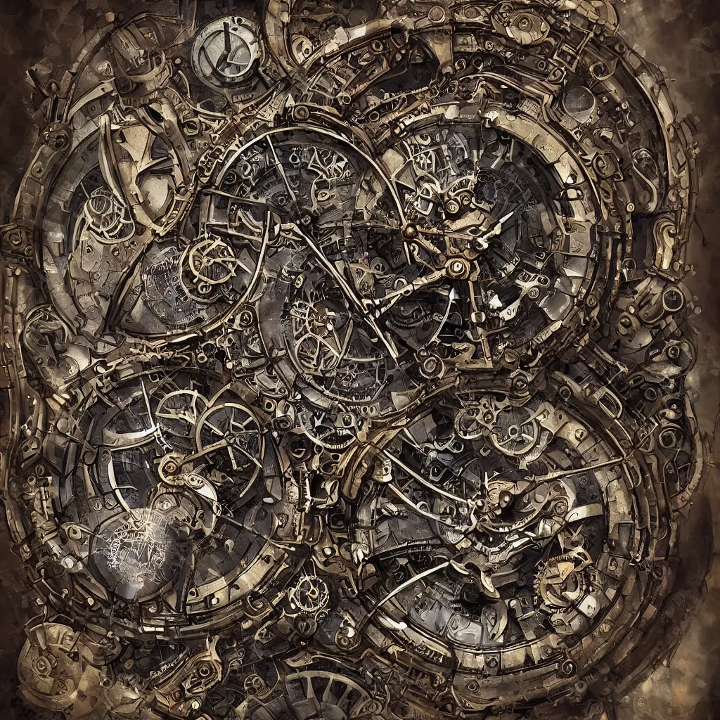 Image similar to steampunk clock, time, high quality, high details, 🌌, high detail photo, 🌠, digital art,