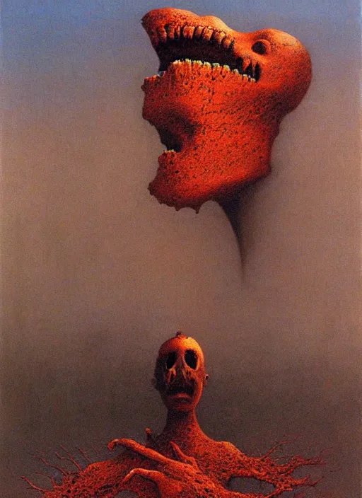 Prompt: devouring painted by zdzislaw beksinski