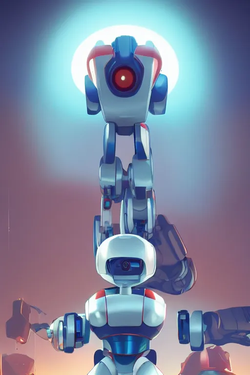 Image similar to metabots medabots medarotto medarot robot minimalist comics, behance hd by jesper ejsing, by rhads, makoto shinkai and lois van baarle, ilya kuvshinov, rossdraws global illumination ray tracing hdr radiating a glowing aura