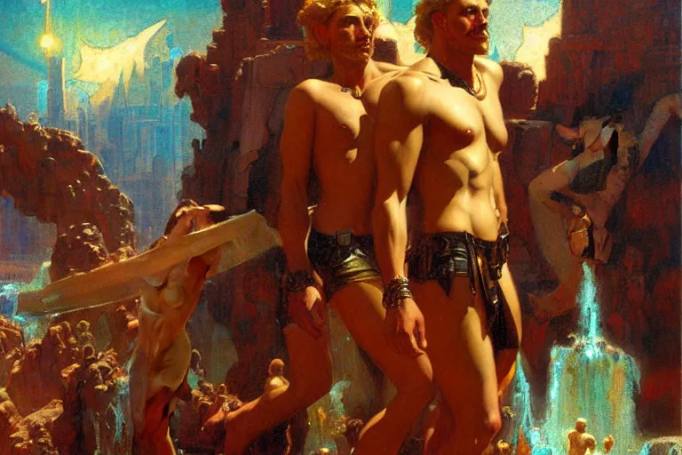 Image similar to atlantis, painting by gaston bussiere, craig mullins, j. c. leyendecker, tom of finland