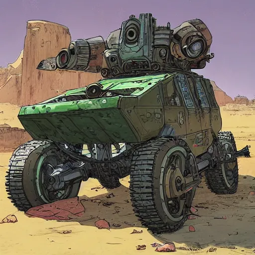 Image similar to alligator mech jeep concept borderland that looks like it is from Borderlands and by Feng Zhu and Loish and Laurie Greasley, Victo Ngai, Andreas Rocha, John Harris