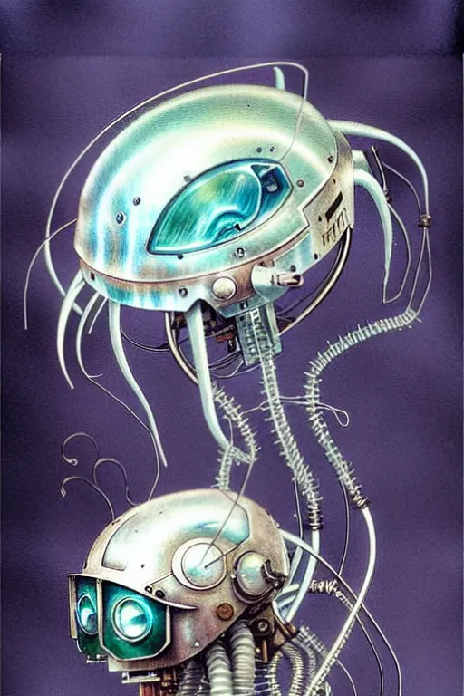 Prompt: ( ( ( ( ( 1 9 5 0 s retro future robot android aluminum jelly fish. muted colors. ) ) ) ) ) by jean - baptiste monge!!!!!!!!!!!!!!!!!!!!!!!!!!!!!!