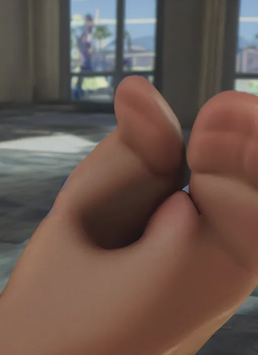 Prompt: A feet big toe as a grand theft auto 5 loading screen, very detailed, soft lighting, intricate, high resolution