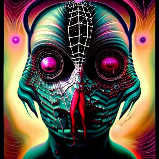 Image similar to cosmic fractal spider portrait by giger, by tristan eaton stanley artgerm and tom bagshaw.