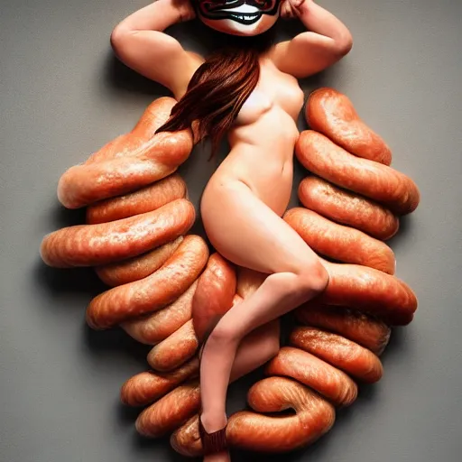 Image similar to anonymous as a sausage, award winning creature food photography, extremely detailed, artstation, 8 k, sensual lighting, incredible art, wlop, artgerm