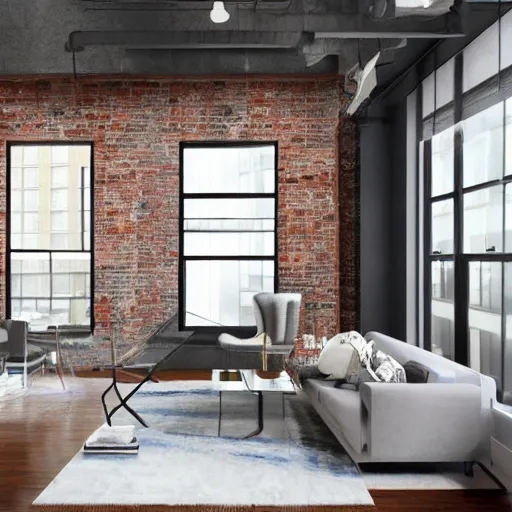 Image similar to trendy downtown loft with contemporary murals on the wall, modern textures, and patterns, interior design, gorgeous architecture