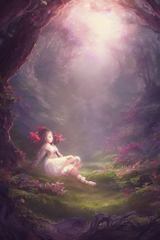 Image similar to women woshiping god in dreamy forest, fantasy, 8 k resolution, hyper detailed, d & d, character design, digital painting, trending on artstation, sharp focus, illustration, art by artgerm, steve zheng, fuji choko, viktoria gavrilenko, hoang lap