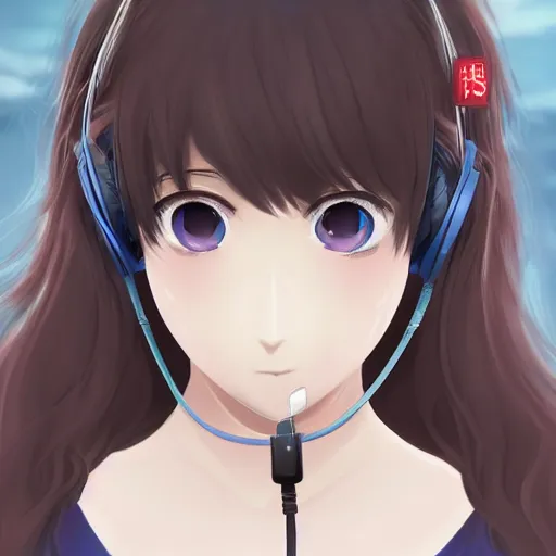 Image similar to portrait of girl listening to music on earphone, anime fantasy illustration by tomoyuki yamasaki, kyoto studio, madhouse, ufotable, trending on artstation