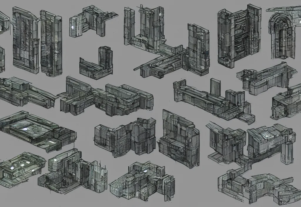 Image similar to Exterior modular parts for buildings, brutalist architecture, futuristic windows and doors, solarpunk, concept art