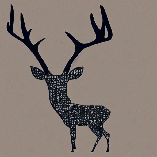 Prompt: negative space deer silhouette of a forest