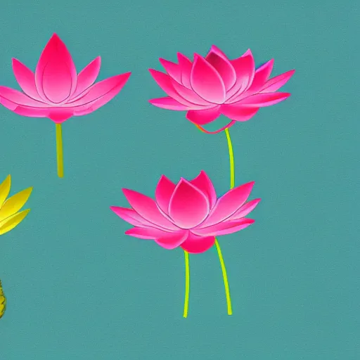 Image similar to different colored lotus flowers, digital art, trending on artstation