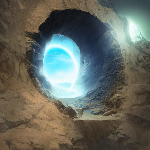 Prompt: doorway into the center of the earth, epic, digital art, trending on artstation