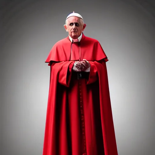 Image similar to pope benedict wearing sith cloak as chancelor palpatine in star wars episode 3, 8 k resolution, cinematic lighting, anatomically correct