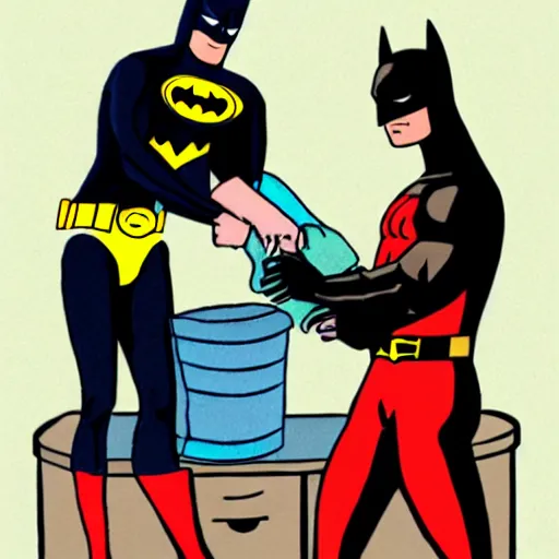 Image similar to batman doing laundry