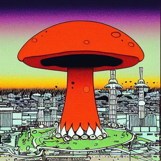 Image similar to nuclear mushroom in Tokyo by Toshio Saeki high detailed