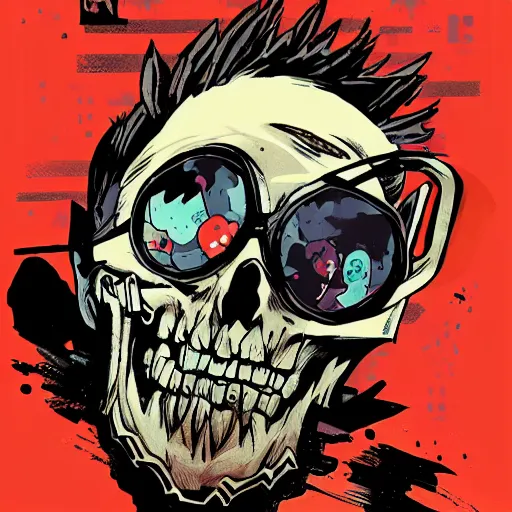 Prompt: delirium anime skull face portrait by petros afshar, tom whalen, laurie greasley, war face by greg rutkowski