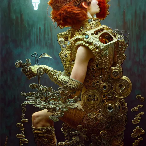 Prompt: unique automaton, surreal, fantasy, intricate, elegant, dramatic lighting, emotionally evoking symbolic metaphor, highly detailed, photorealistic, digital painting, artstation, concept art, smooth, sharp focus, illustration, art by John Collier and Krenz Cushart and Artem Demura and Alphonse Mucha and Albert Aublet
