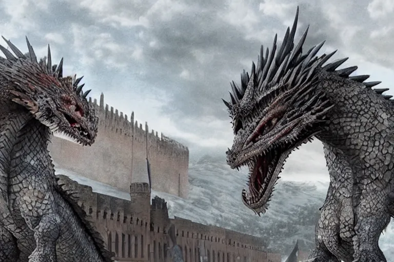 Prompt: Historical photo of Dragon from Game of Thrones in Russian Kremlin, photorealism