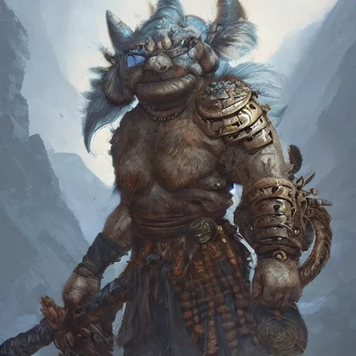 Prompt: a detailed portrait of a troll warrior dressed with a rugged armor, by justin gerard and victo ngai, digital art, realistic painting, very detailed, fantasy, dnd, trending on artstation