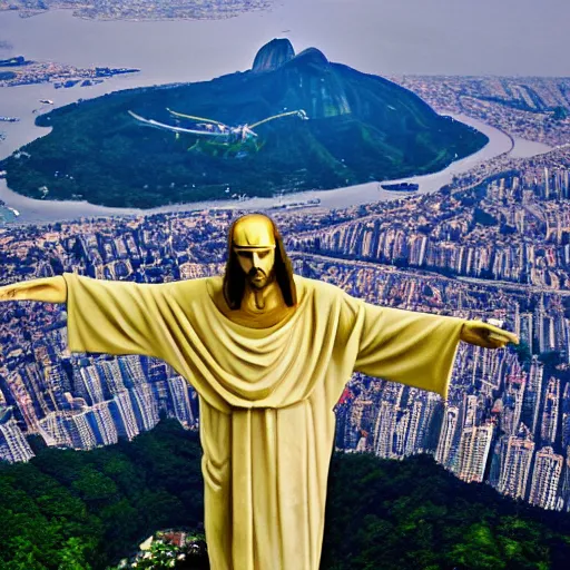 Image similar to the devil as christ the redeemer