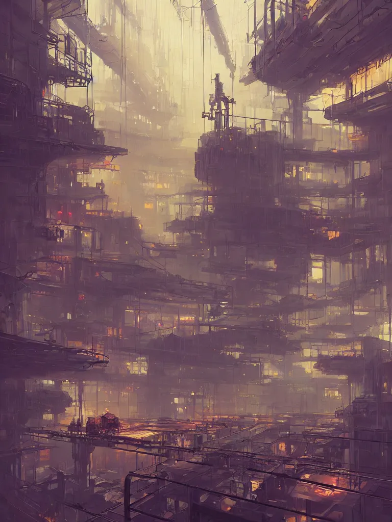 Prompt: concept art of a factory filled with drone workers, grimy, gritty, blade runner 2 0 4 9, trending on artstation, award winning painting, cgi, art by john berkey and anton fadeev and john howe and simon stalenhag