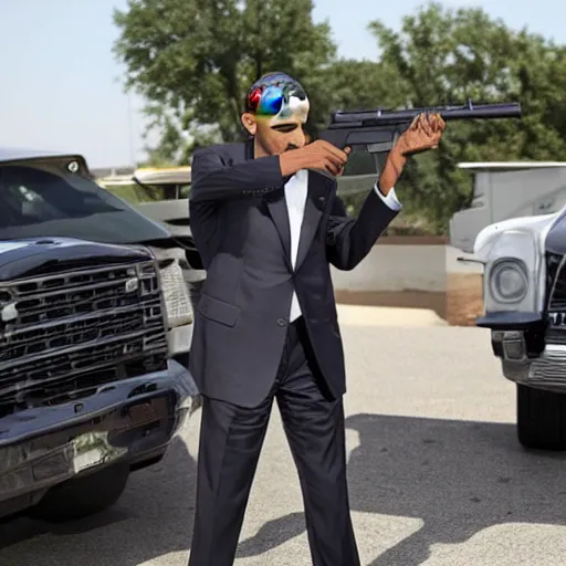 Prompt: obama with a gun