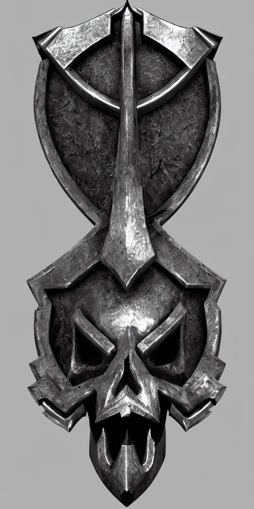 a black and silver axe skull crest, ornament, dwarven | Stable ...