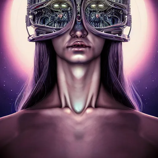 Image similar to Colour Caravaggio style Photography of Beautiful woman with highly detailed 1000 years old face wearing higly detailed sci-fi halo above head and Woman wearing hyperrealistic sci-fi dress ,designed by Josan Gonzalez. Many details . In style of Josan Gonzalez and Mike Winkelmann andgreg rutkowski and alphonse muchaand and Caspar David Friedrich and Stephen Hickman and James Gurney and Hiromasa Ogura. volumetric natural light