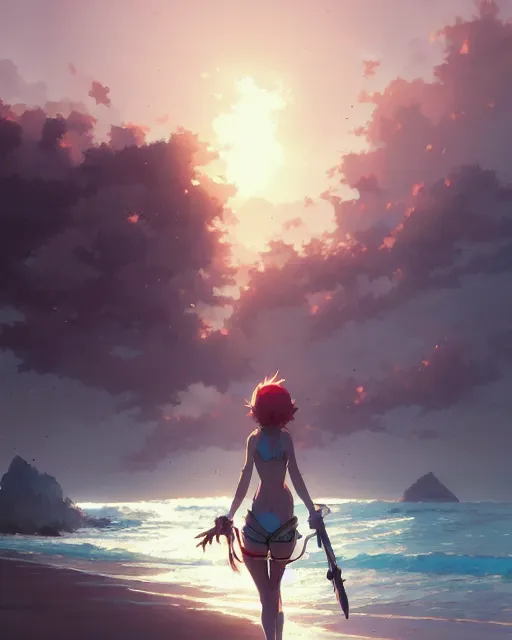 Image similar to huntington beach anime, details, sharp focus, illustration, by jordan grimmer and greg rutkowski, trending artstation, pixiv, digital art