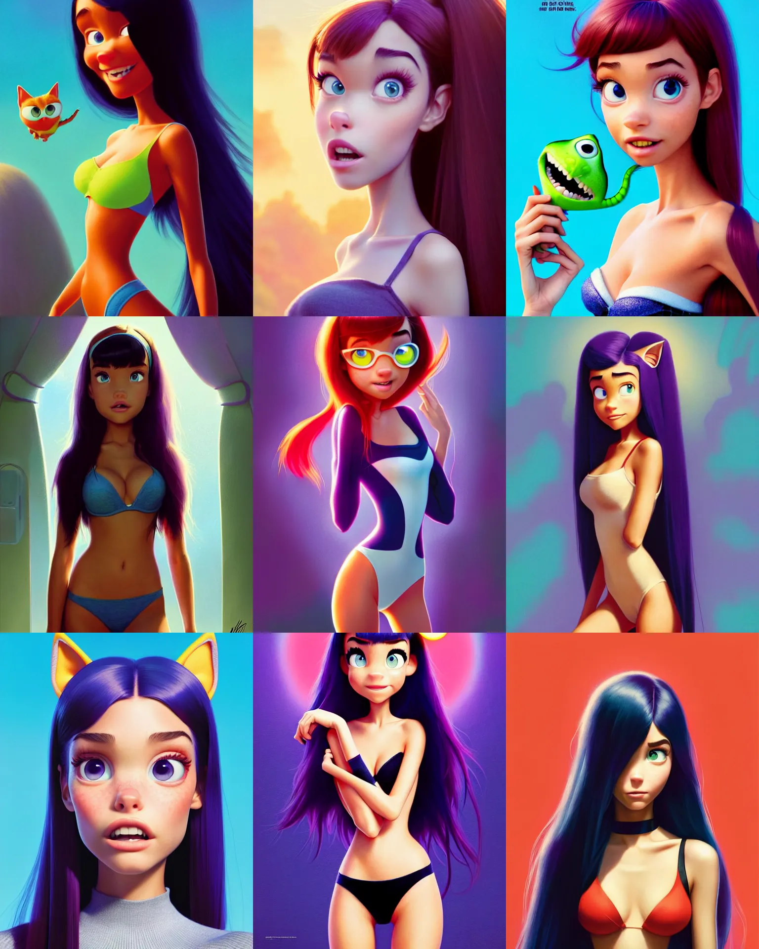 Prompt: pixar movie poster portrait photo of madison beer : : college woman : : as catgirl woman by pixar : : by greg rutkowski, wlop, rossdraws, artgerm, weta, marvel, rave girl, leeloo, unreal engine, glossy skin, pearlescent, wet, bright morning, anime, maxim magazine cover, sci - fi : :