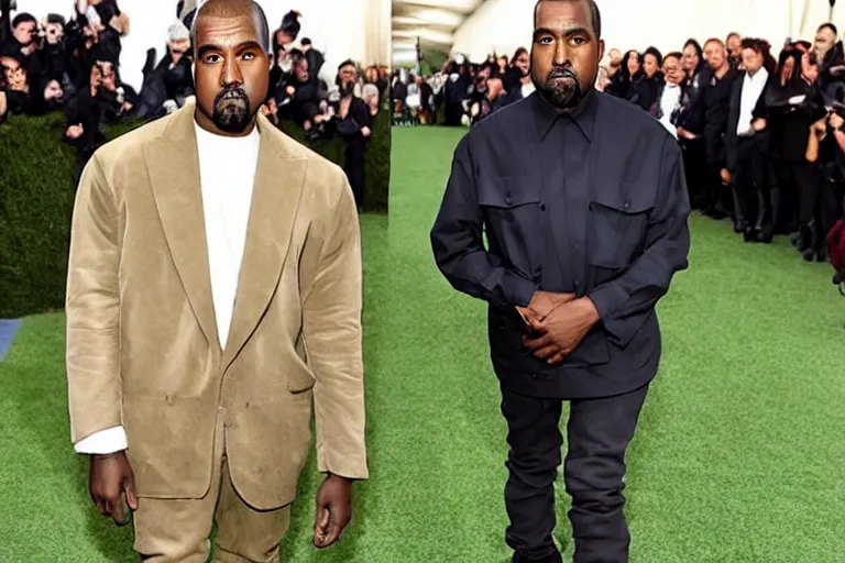 prompthunt: kanye west wearing a suit made of grass