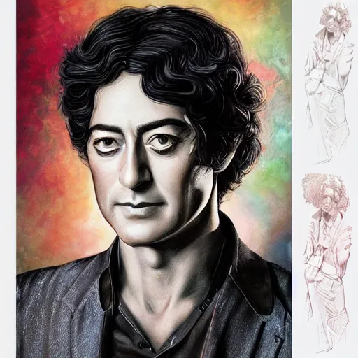 Image similar to amazing artgerm portrait of jimmy page in his 7 0 s as a christian - era painting, collaboration with j. scott campbell and artgerm with edward burn jones