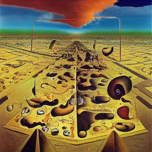 Image similar to the world between death and life, surrealistic extremely detailed painting, by damien gilley and salvador dali