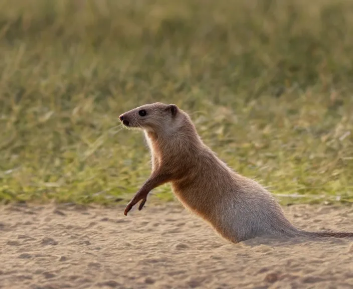 Prompt: 4 k hd, high detail photograph of weasel surfing, shot with sigma f / 4. 2, 2 5 0 mm sharp lens, wide shot, consistent, volumetric lighting, high level texture render