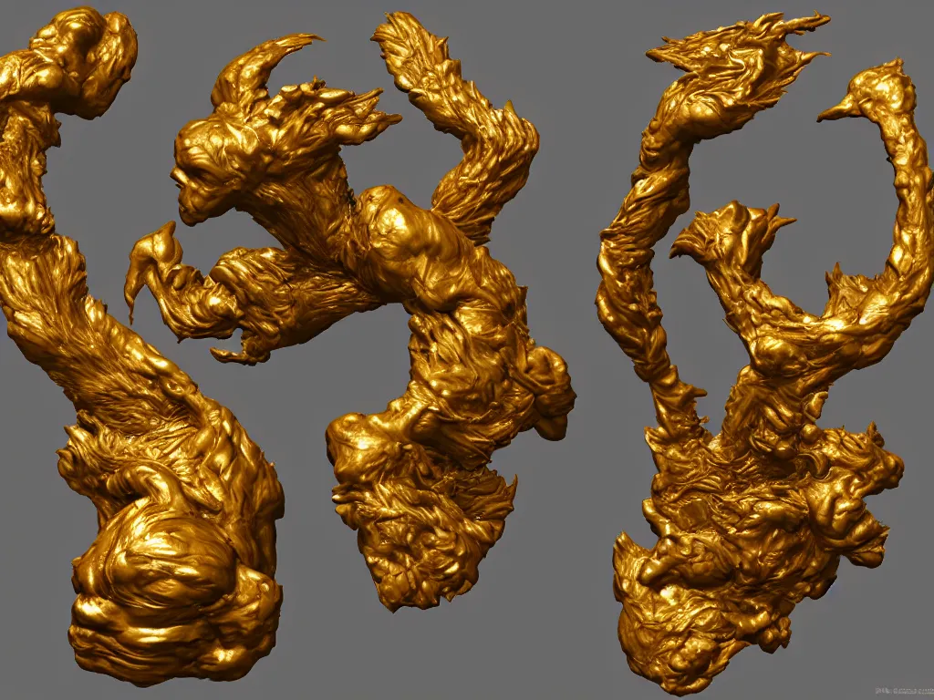 Prompt: golden art by Zbrush