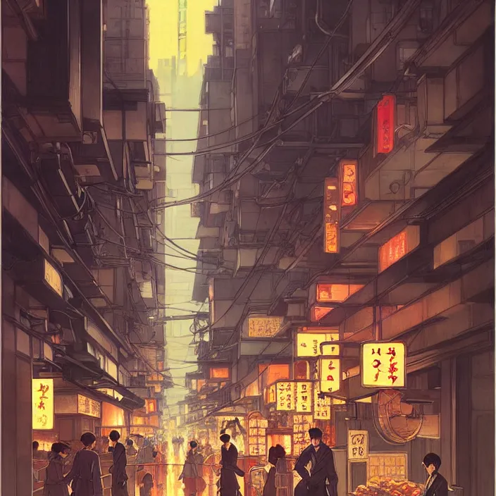 Image similar to empty tokyo at night, spring, in the style of studio ghibli, j. c. leyendecker, greg rutkowski, artem