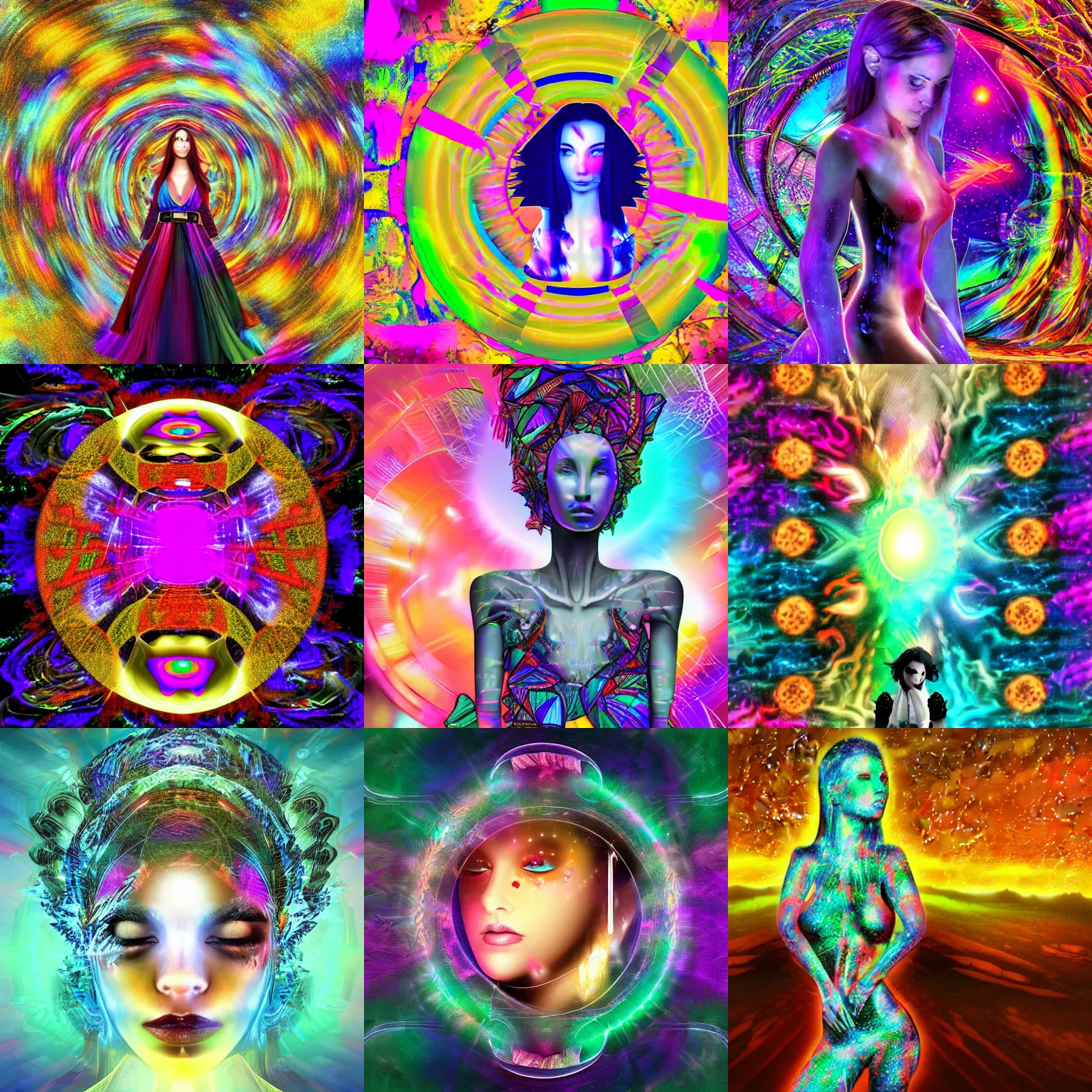 Prompt: digital art goddess entering the multiverse