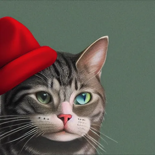 Image similar to photorealistic Cat in red hat