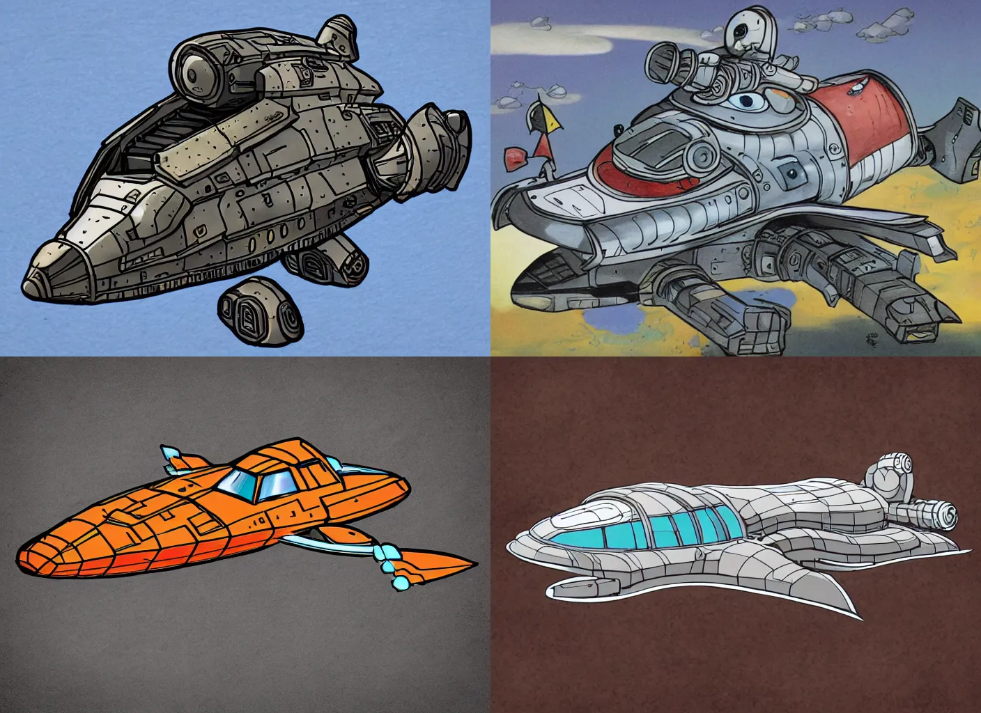 Prompt: cartoon fantasy spaceship