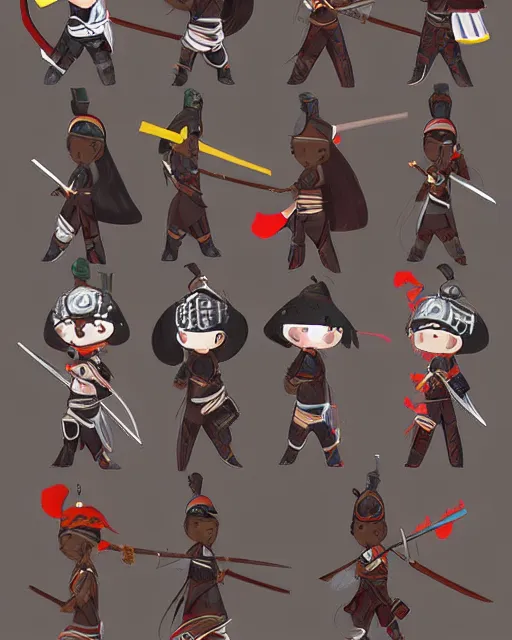 Image similar to cute digital art of a cute african samurai warrior, cute chibi style, chibi, anime, artstation, deviantart, pinterest, yasuke 5 0 0 px models