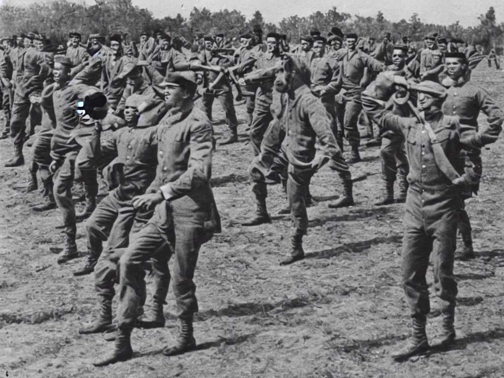 Prompt: “ a vintage photograph of soldiers training ”