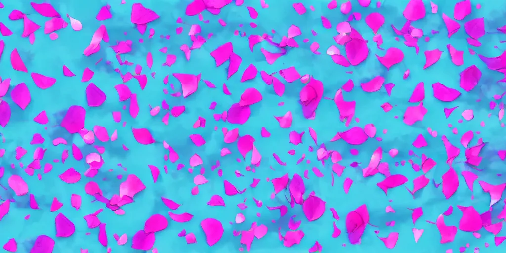 Prompt: background art of spaciously scattered flower petals flowing and floating through the blowing swirling directional wind from left to right on a simple cloudy blue sky background, large individual rose petals, angular background elements, polygonal fragments, anime, artgerm, manga, trending on artstation, art nouveau, mature color scheme