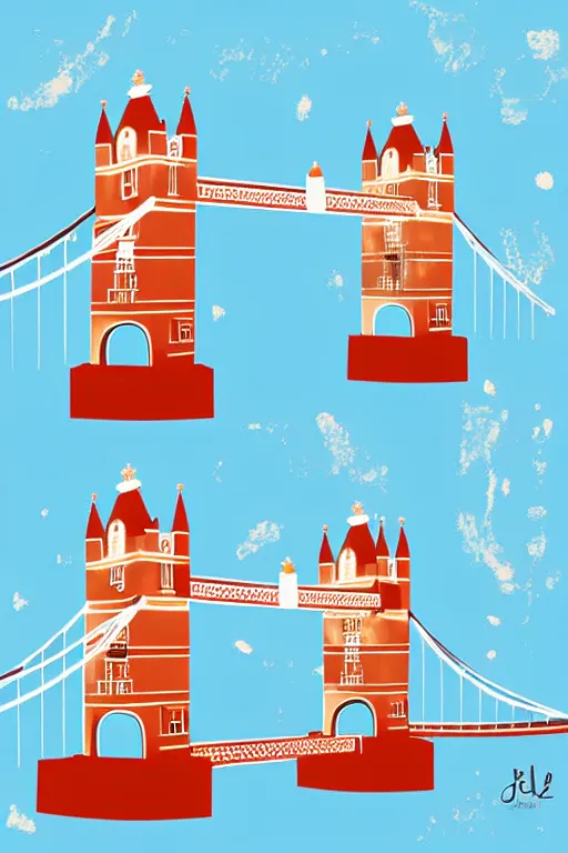 Image similar to minimalist boho style art of colorful tower bridge, illustration, vector art