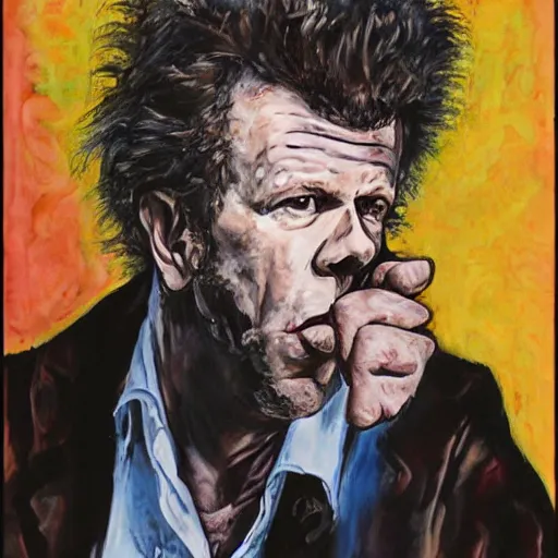 Prompt: tom waits does jazz, by Stephen Bliss