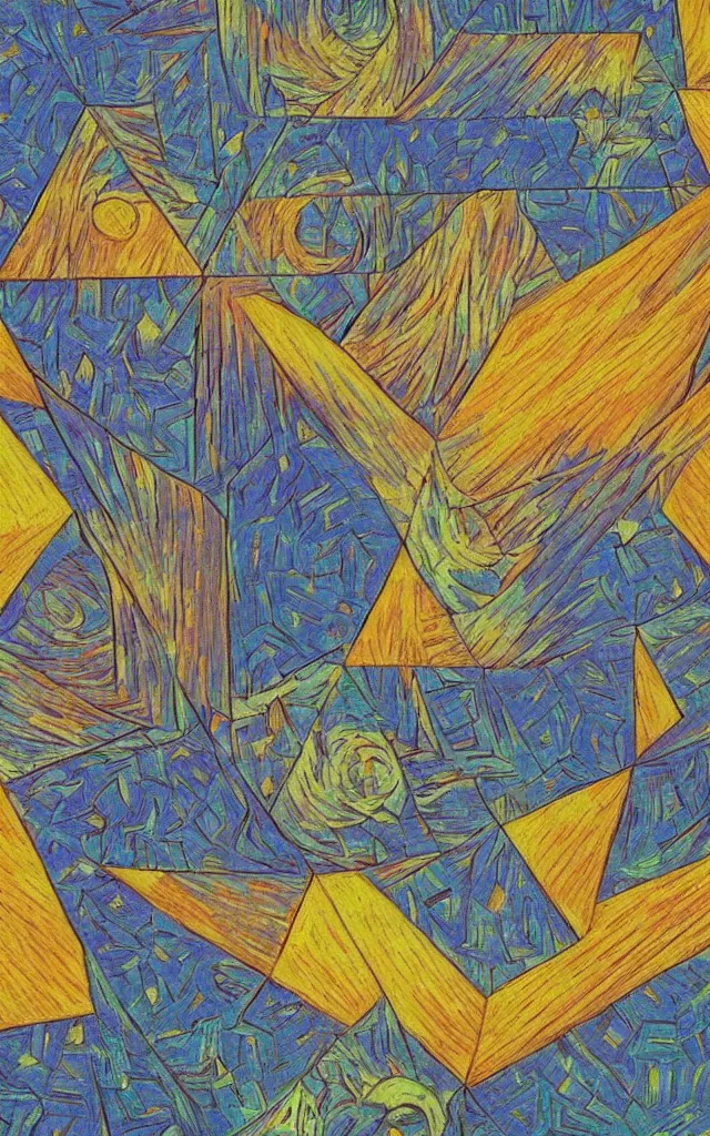 Image similar to cubes and tesseracts. retro art by jean giraud and van gogh. pastel colors.