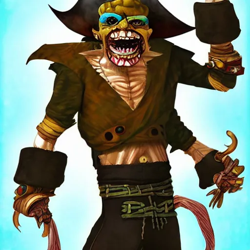 Image similar to stunning digital art of a menacing pirate goblin by eiichiro oda